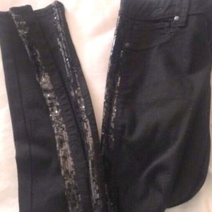 AQUA by BLOOMINGDALES Black jeans with black sequins down the sides